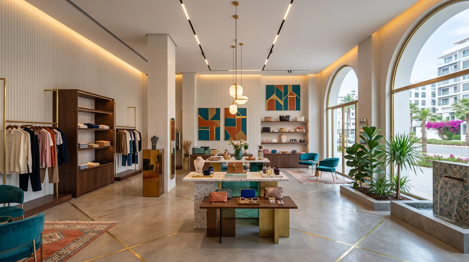 Intérieur d'une boutique haut de gamme au Maroc, illustration du secteur Commerces locaux