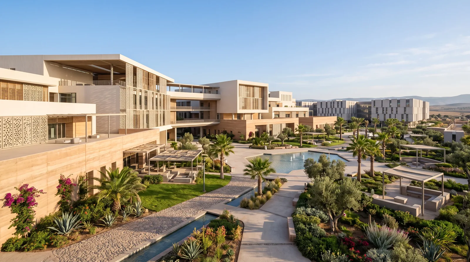 Modern, light-filled university campus, illustrating the Education sector