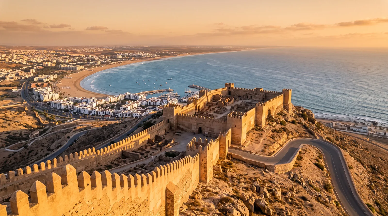 Remparts de la Kasbah Agadir Oufella surplombant la baie et la ville d'Agadir